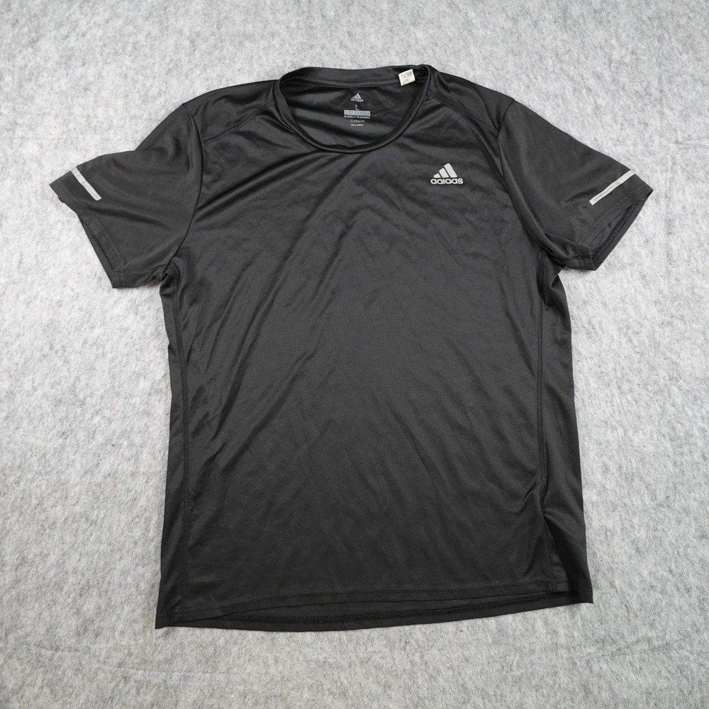 Adidas Shirt Mens Large Black Energy Running Climalite Short Sleeve Performance